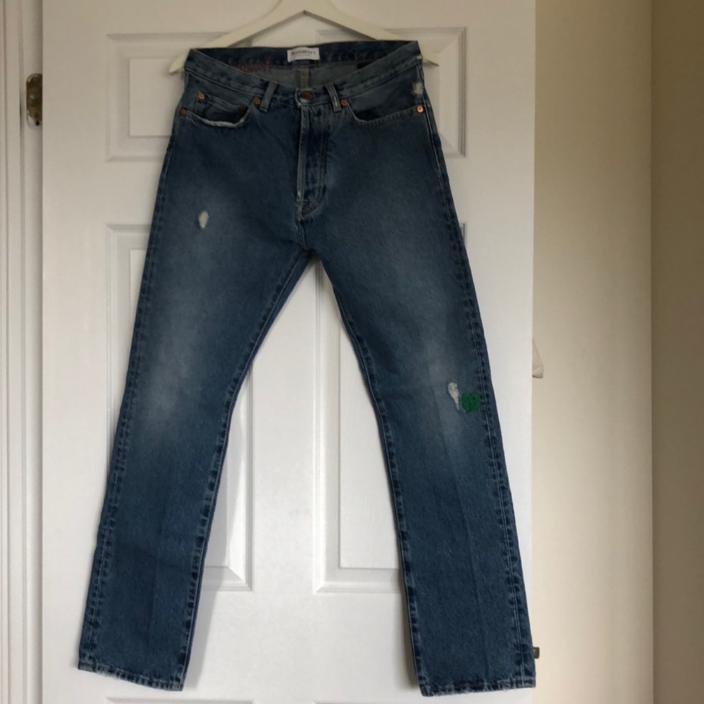 PRESIDENT's 
Classic vintage blue wash embroidered jeans